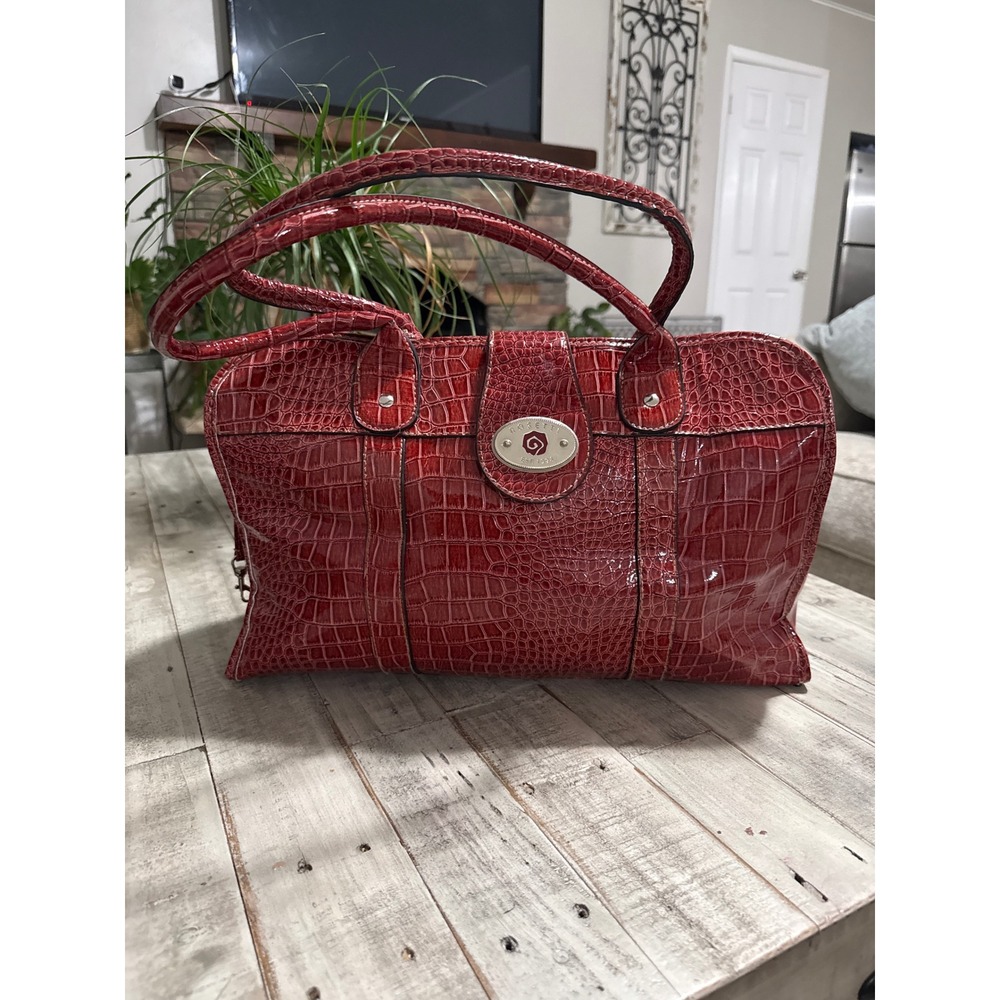 Rosetti Red Croc Embossed Faux Leather Shoulder Bag Satchel Organizer Purse